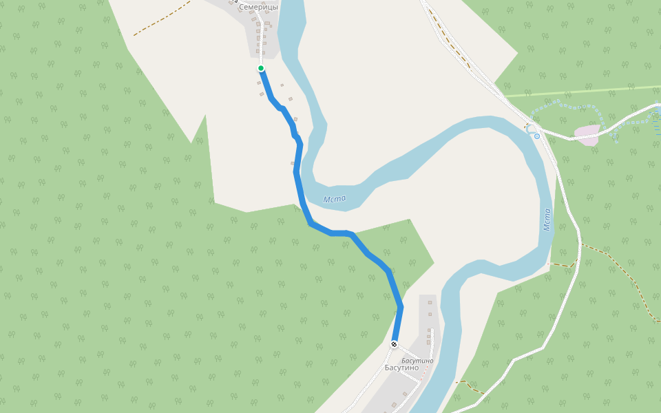 Дубецкая дорога walking route map in Bol'shie Semeritsy