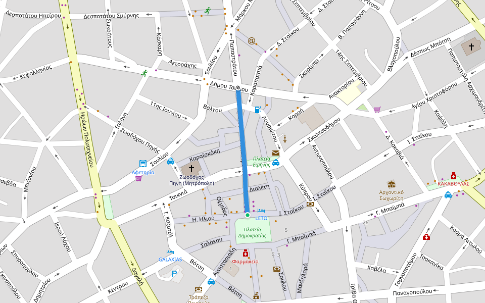 Παπαστράτου walking route map in Agrinio