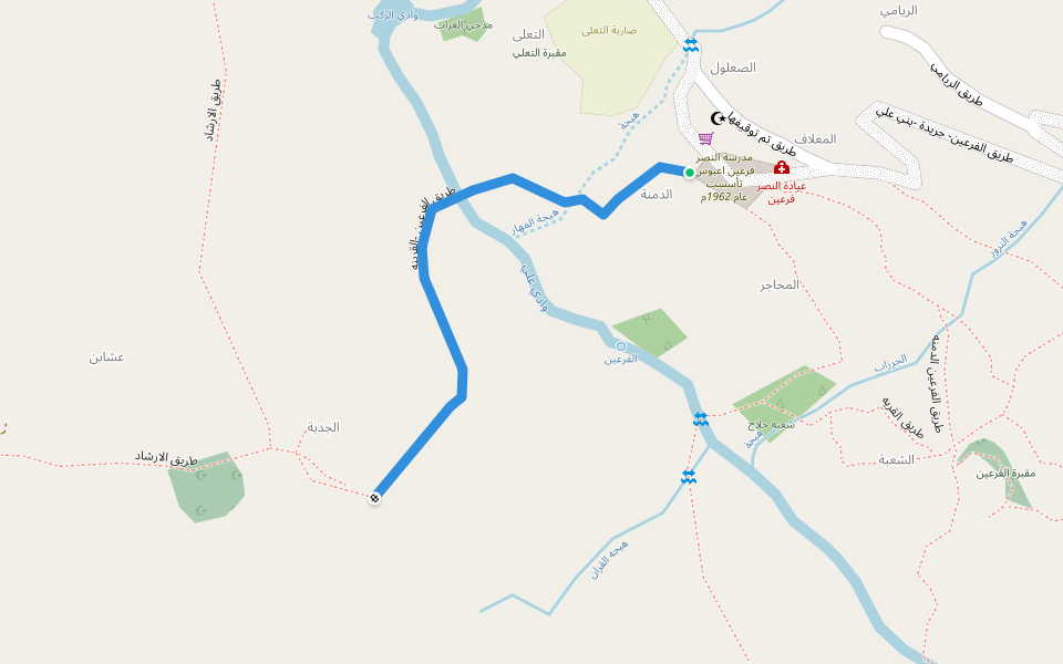 طريق الفرعين -القرينه walking route map in التعلي أعبوس