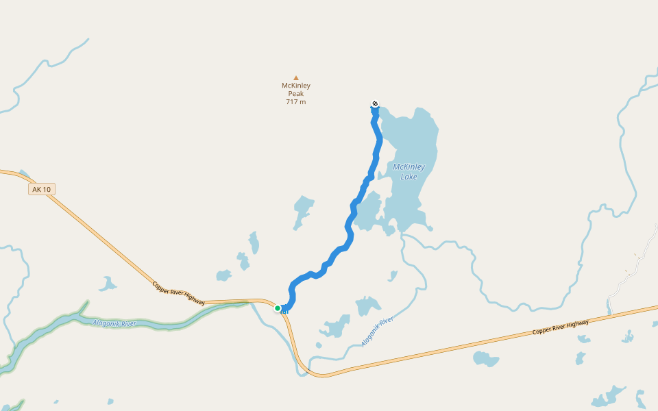McKinley Lake Trail walking route map in Cordova