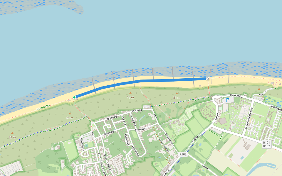 Strand Renesse walking route map in Renesse