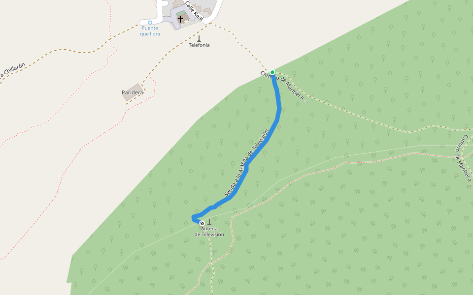 Senda a la Antena de Televisión walking route map in Mantiel