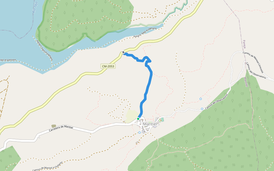 Camino del Pantano walking route map in Mantiel