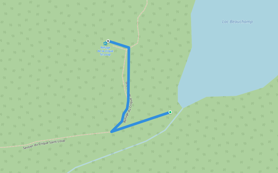 Refuge du Crique Saint-Loup walking route map in Notre-Dame-de-la-Merci