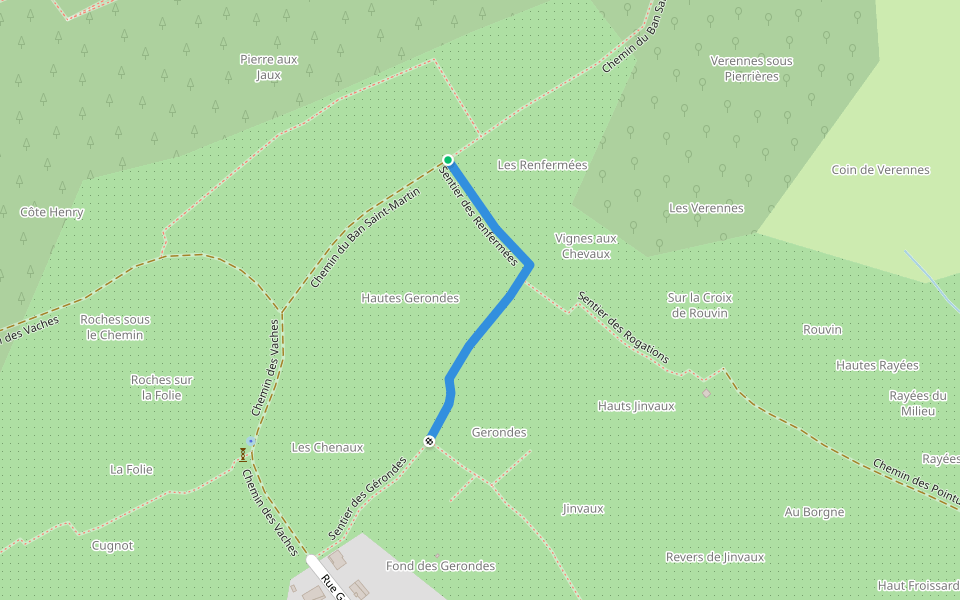 Sentier des Renfermées walking route map in Pagny-sur-Moselle