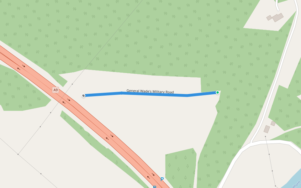 General Wade's Military Road walking route map in Tomatin