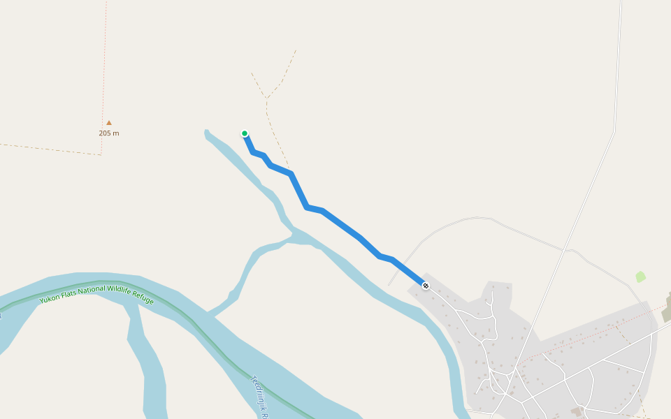 Woodyard Road walking route map in Venetie