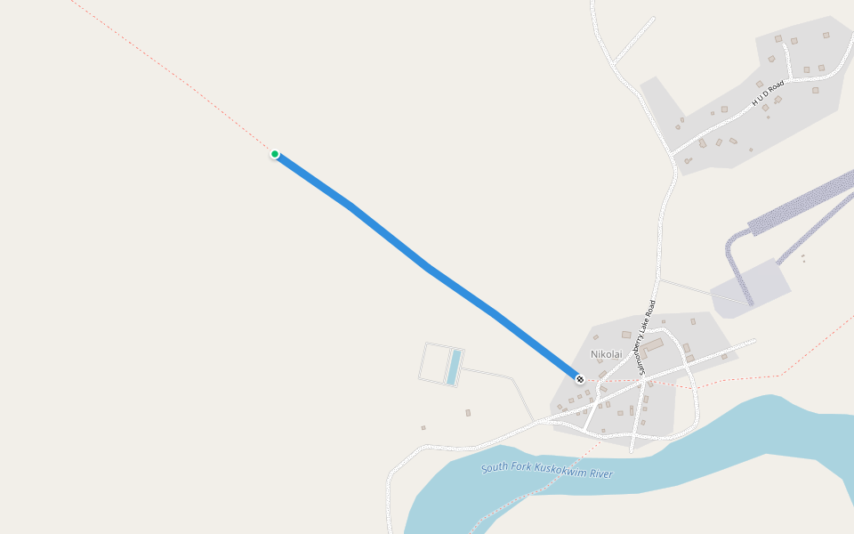 Medfra Trail walking route map in Nikolai