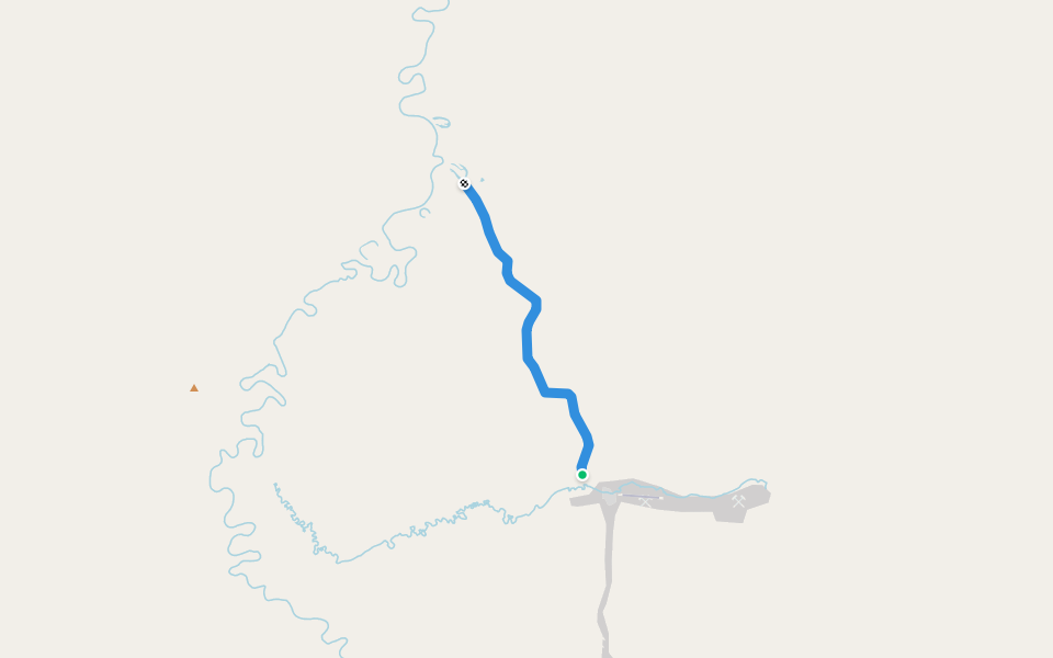 Iditarod Road walking route map in Flat