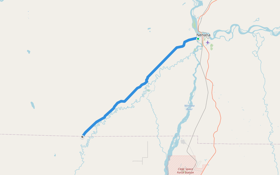 Sled Road walking route map in Nenana