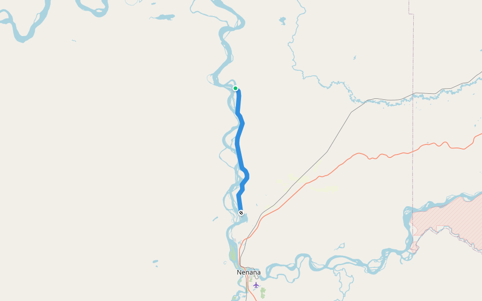 Sled Road walking route map in Nenana