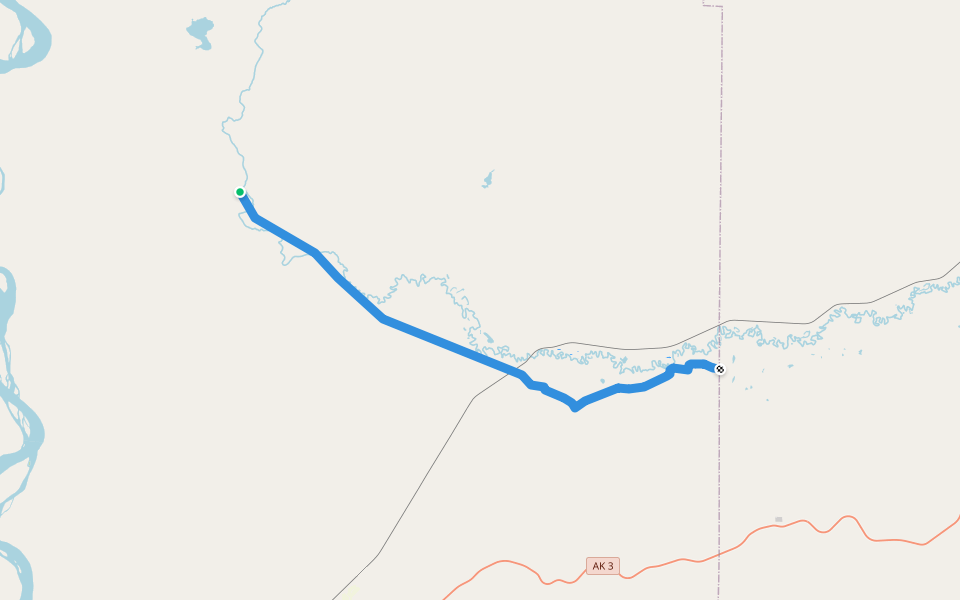 Sled Road walking route map in Nenana