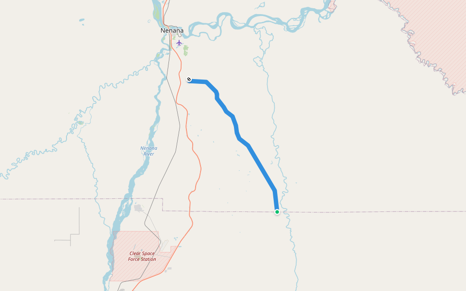 Sled Road walking route map in Nenana