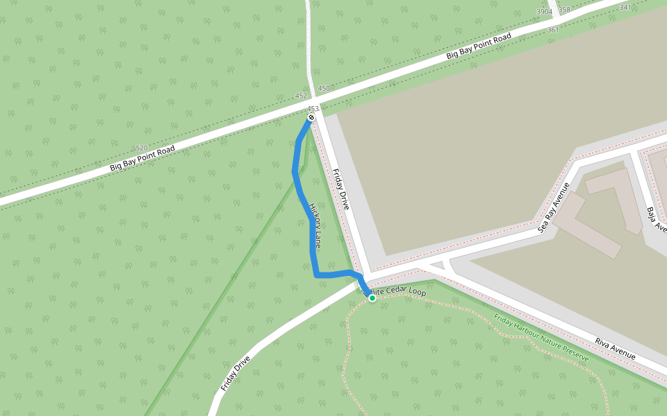 Hickory Lane walking route map in Innisfil