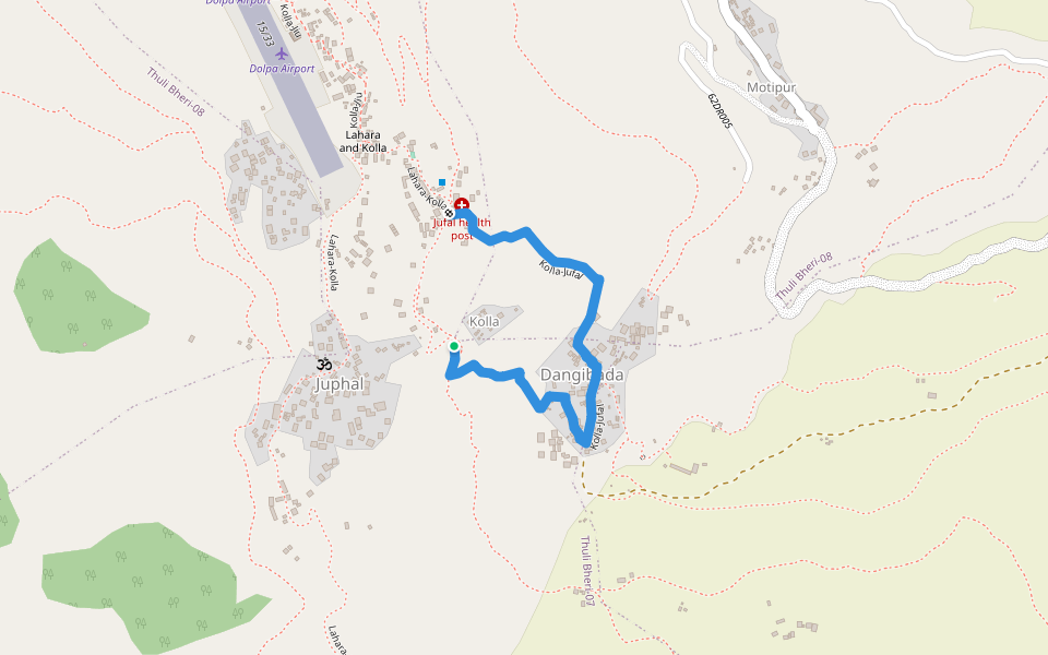 Kolla-Jufal walking route map in Jufal