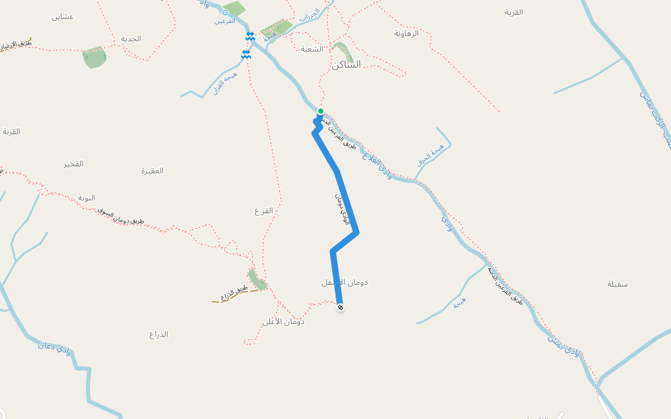 الوادي دومان walking route map in التعلي أعبوس