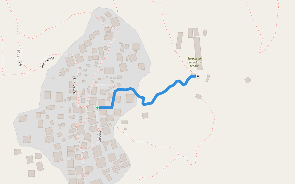 Way to Saraswoti School walking route map in Sunhoo