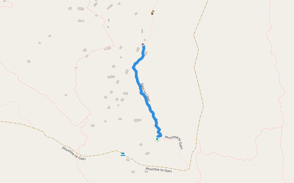 Gairi to Uper walking route map in Phukot
