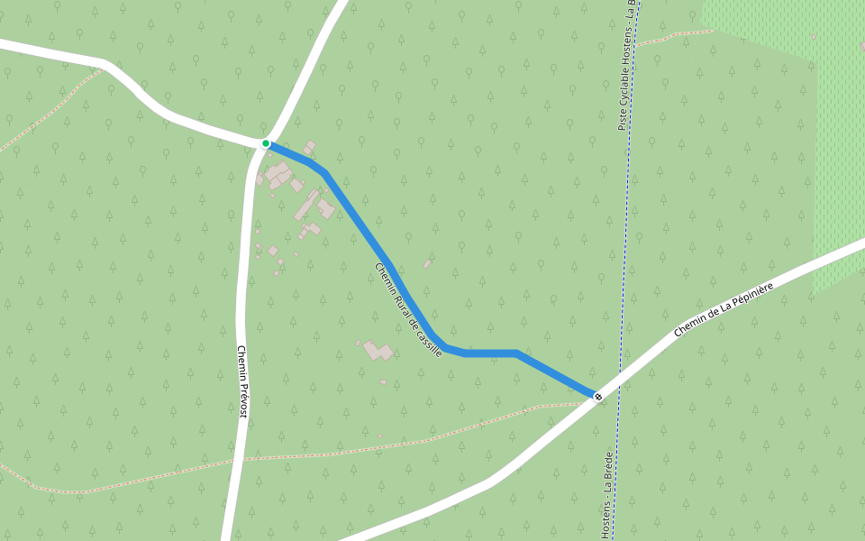 Chemin Rural de cassille walking route map in La Brède