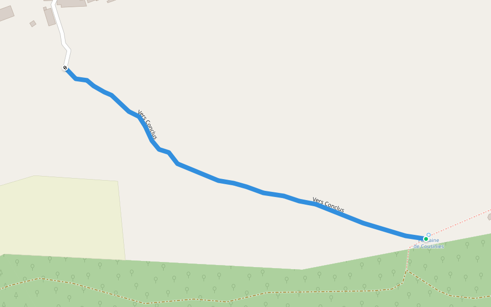 Vers Conclus walking route map in Verrières