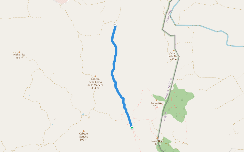Cañada Real de los Roncaleses walking route map in Tudela