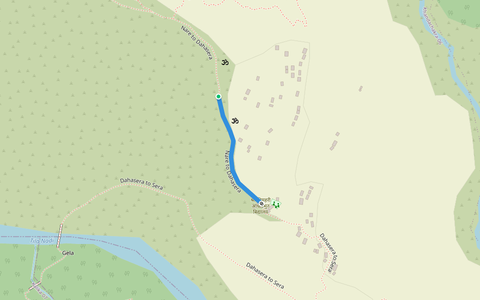 Nare to Dahasera walking route map in Dahafatgaun