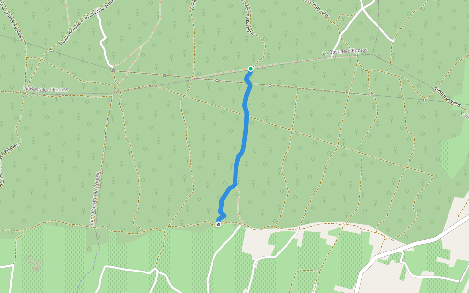 Chemin de la Font du Rossignol walking route map in Vallabrix
