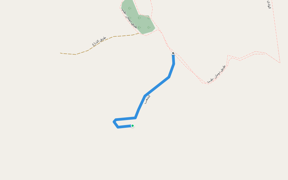 الشعب walking route map in حيفان، تعز