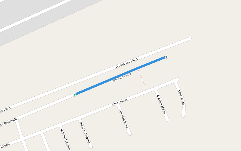 Calle Tamarindo walking route map in Buena Vista Río Nuevo 1ra. Sección