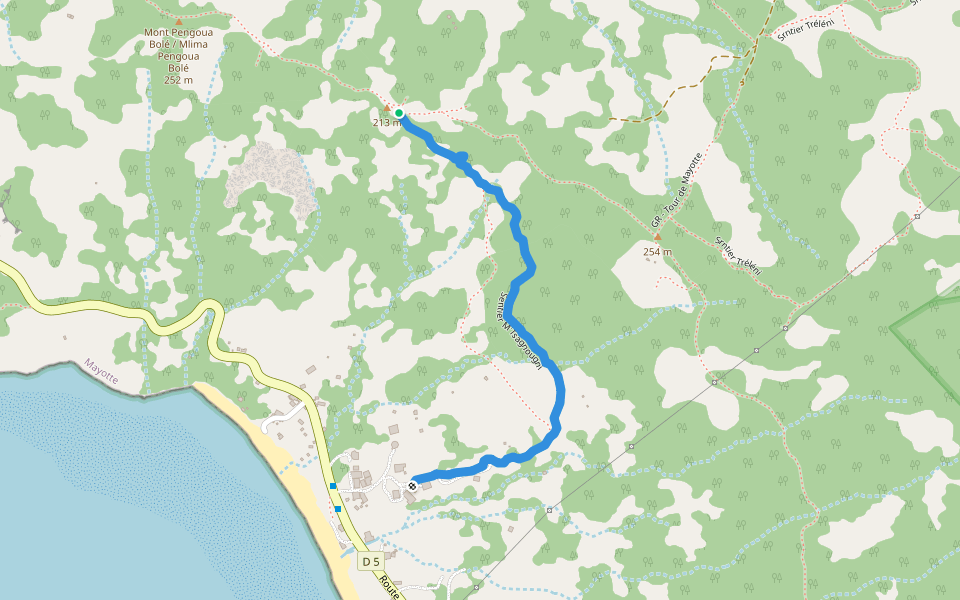 Sentier M'Tsagnougni walking route map in Sada