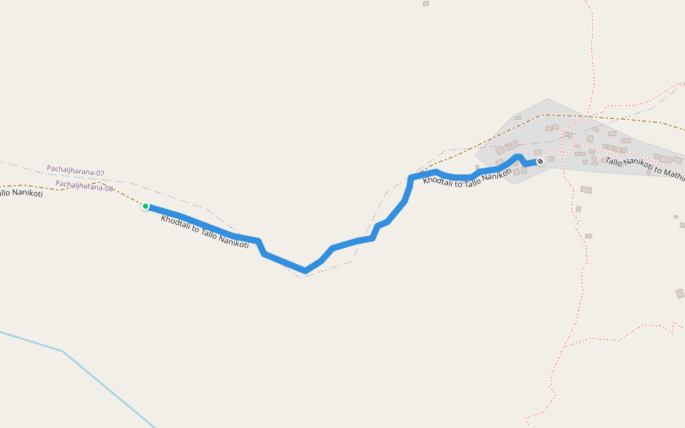 Khodtali to Tallo Nanikoti walking route map in Nanikot