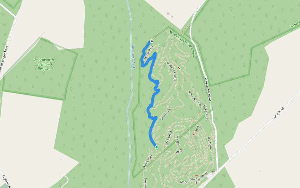 Doctor Hong's Prune Candy walking route map in Beechworth