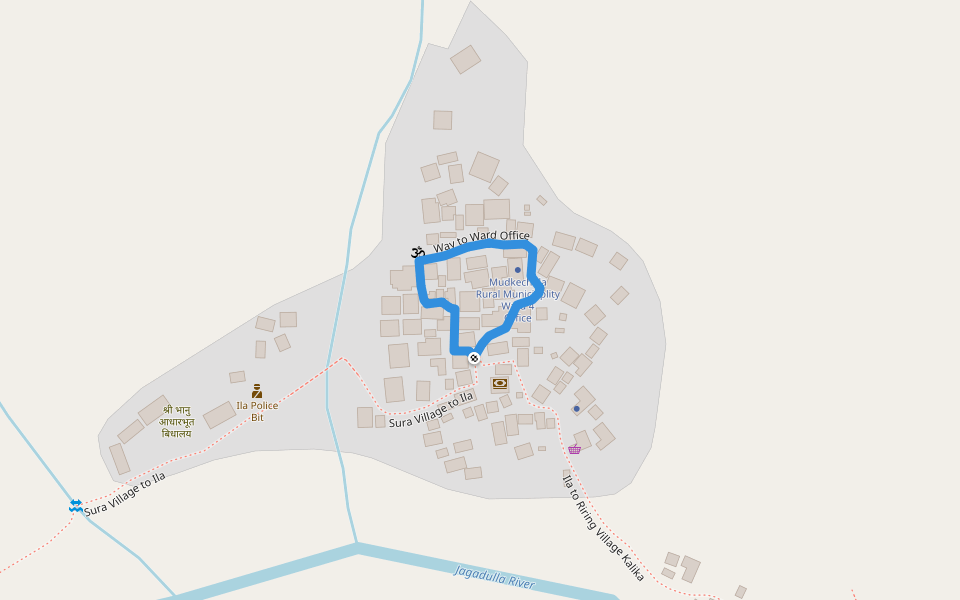 Way to Ward Office walking route map in Narku
