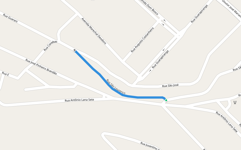 Rua São Lourenço walking route map in Ponte Nova