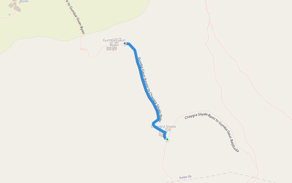 Gumba Gaun Bayasi to Chaygra Silyala Byasi walking route map in Lawan