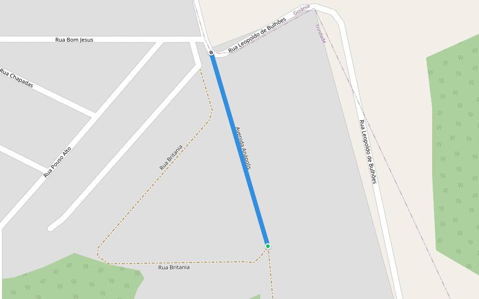 Avenida Anápolis walking route map in Trindade