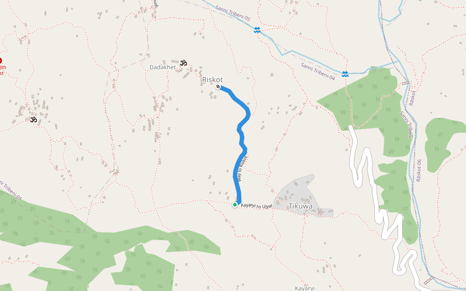 Way to Riskot walking route map in Mehal Mudi