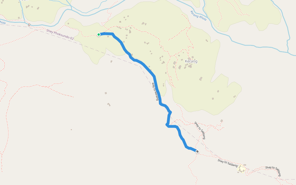 way to Kerang walking route map in Saldang