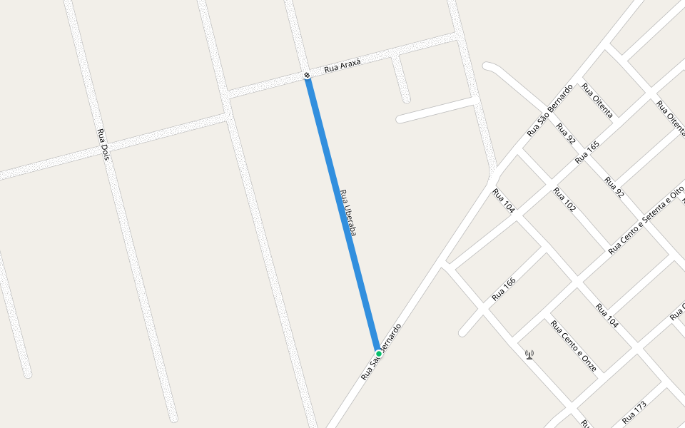 Rua Uberaba walking route map in Luziânia