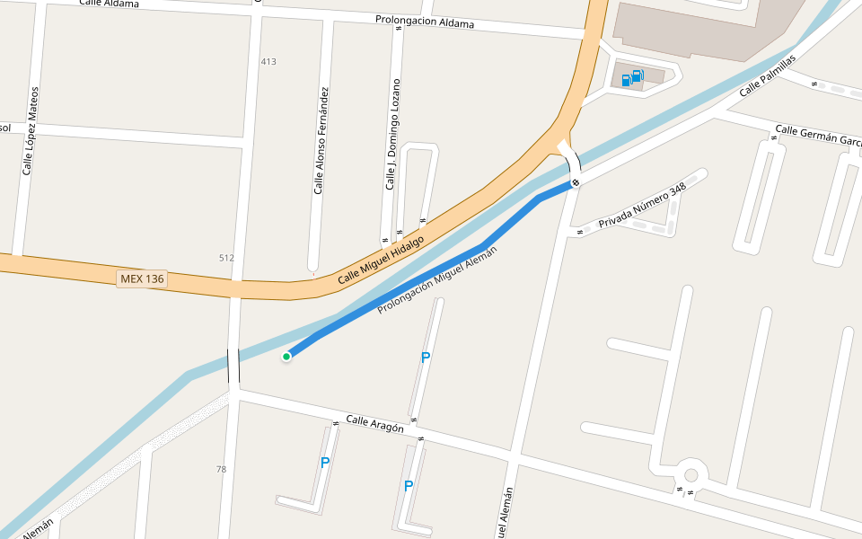 Prolongación Miguel Alemán walking route map in La Trinidad