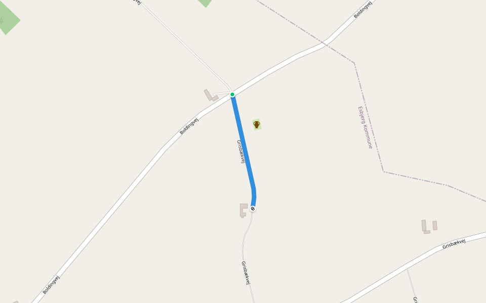 Grisbækvej walking route map in Bramming