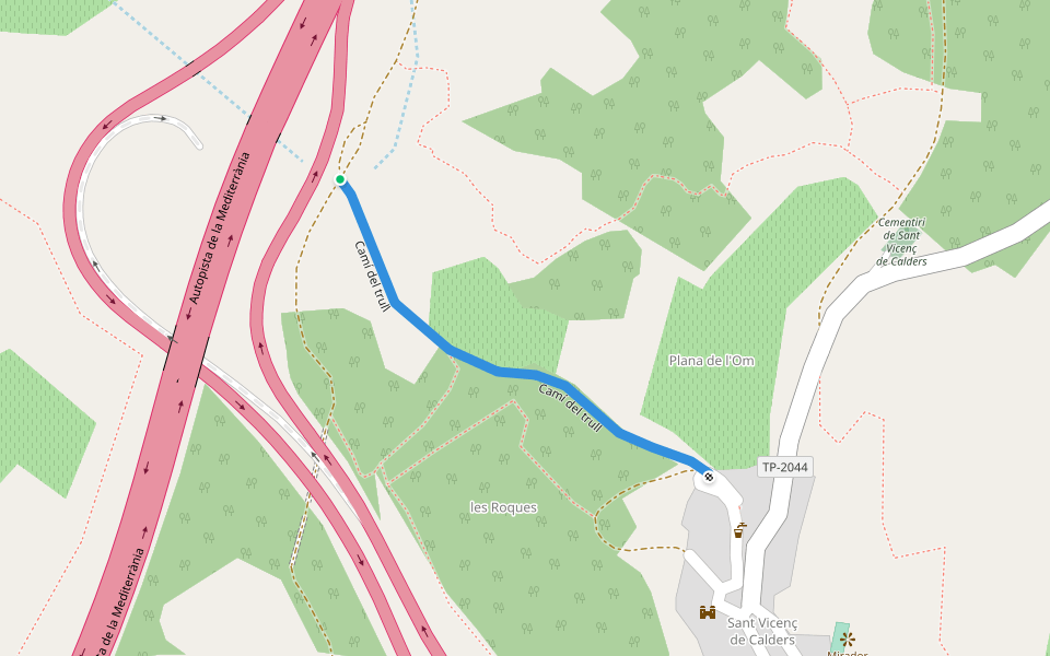 Camí del trull walking route map in El Vendrell