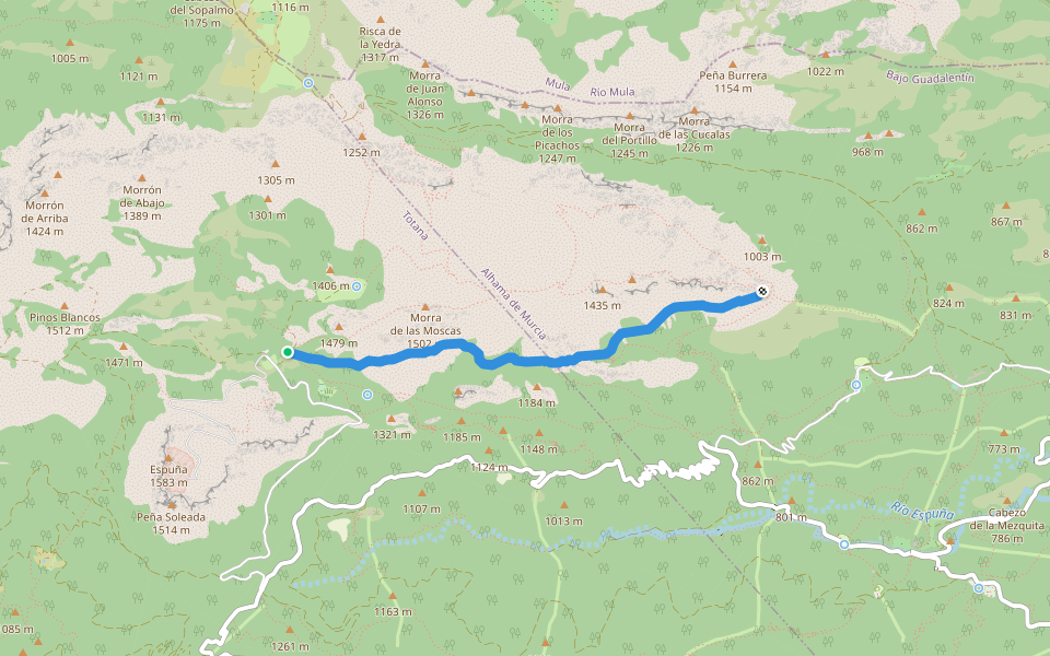 Senda de la Solana del Morrón walking route map in Aledo