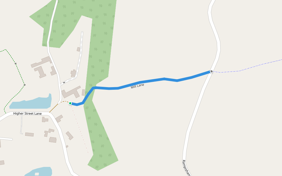 Mill Lane walking route map in Hooke