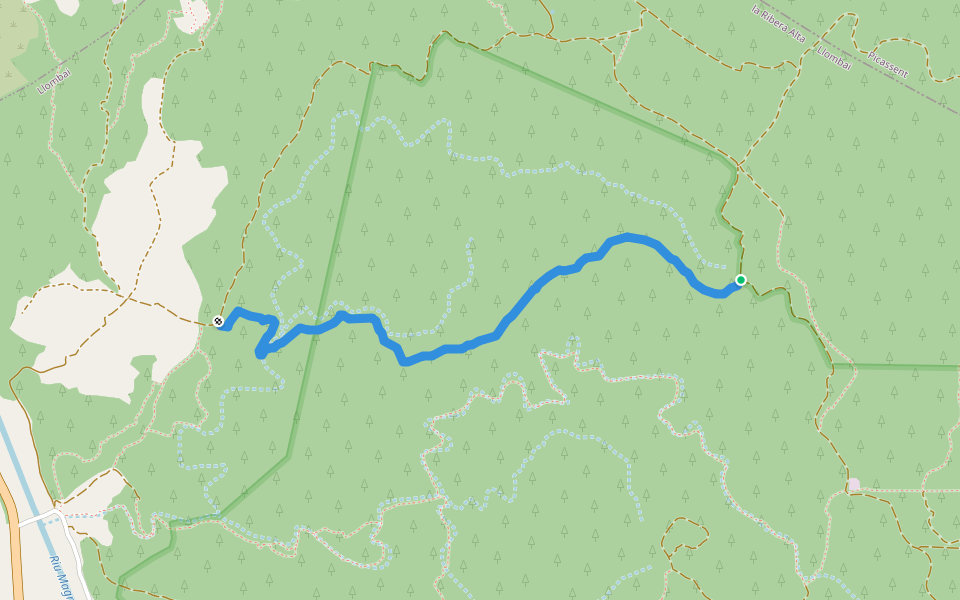 Senda Creuer walking route map in Llombai
