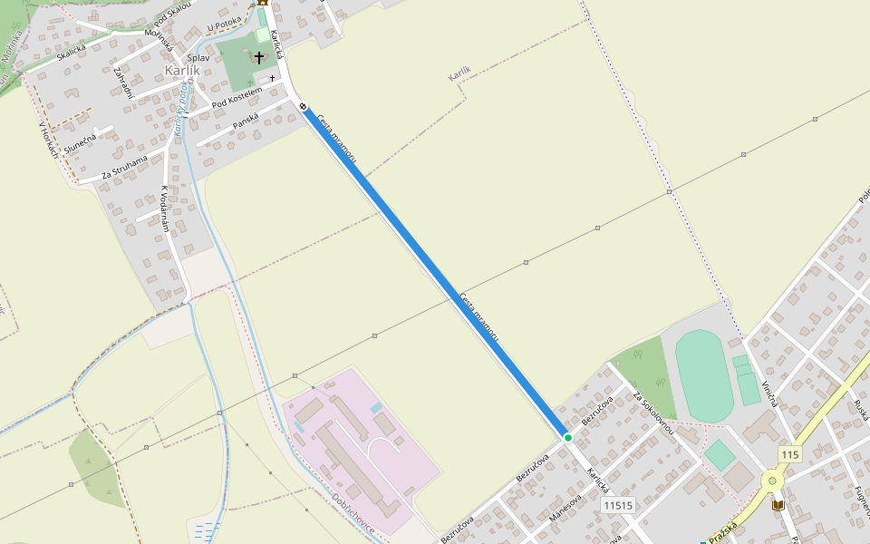 Cesta mramoru walking route map in Dobřichovice