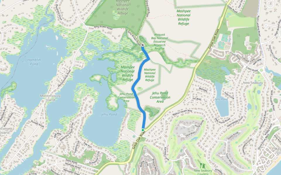 Great Hay Road walking route map in Mashpee