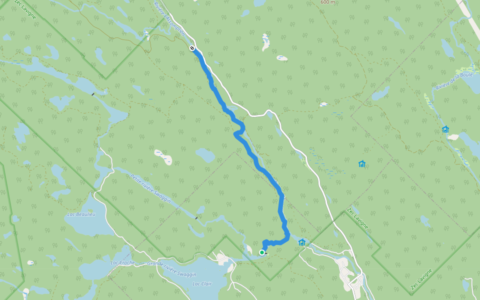 Sentier de la Rivière L'assomption walking route map in Saint Come