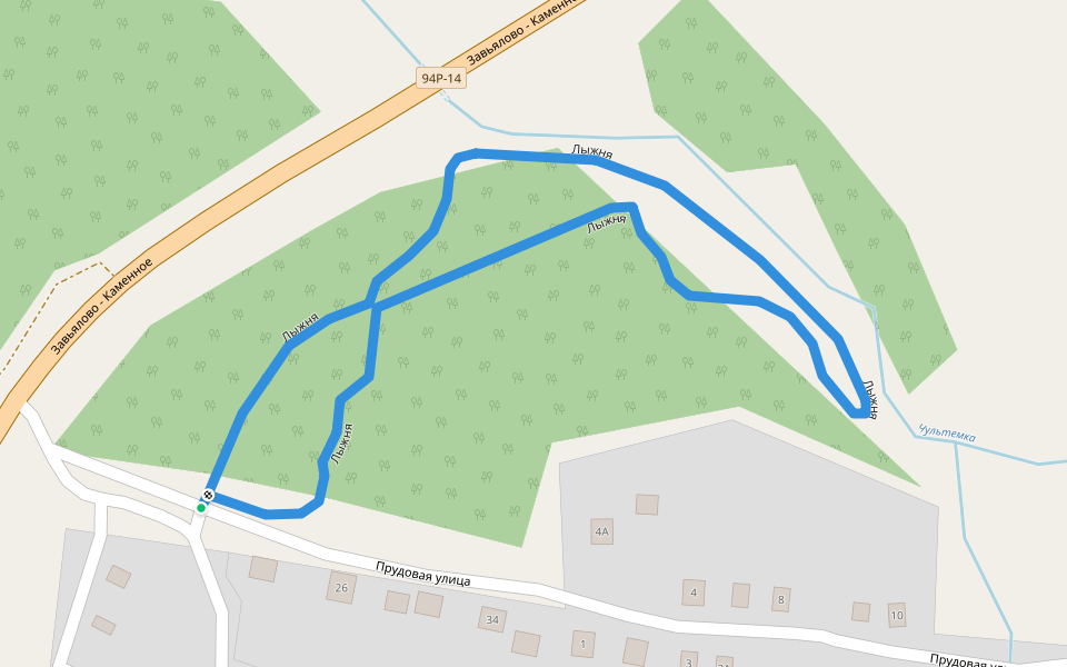 Лыжня walking route map in Meshcheryaki