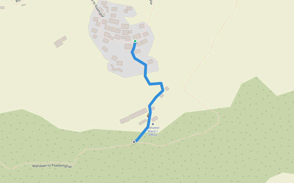 Kaampur to Mahawei walking route map in Chilkhaya